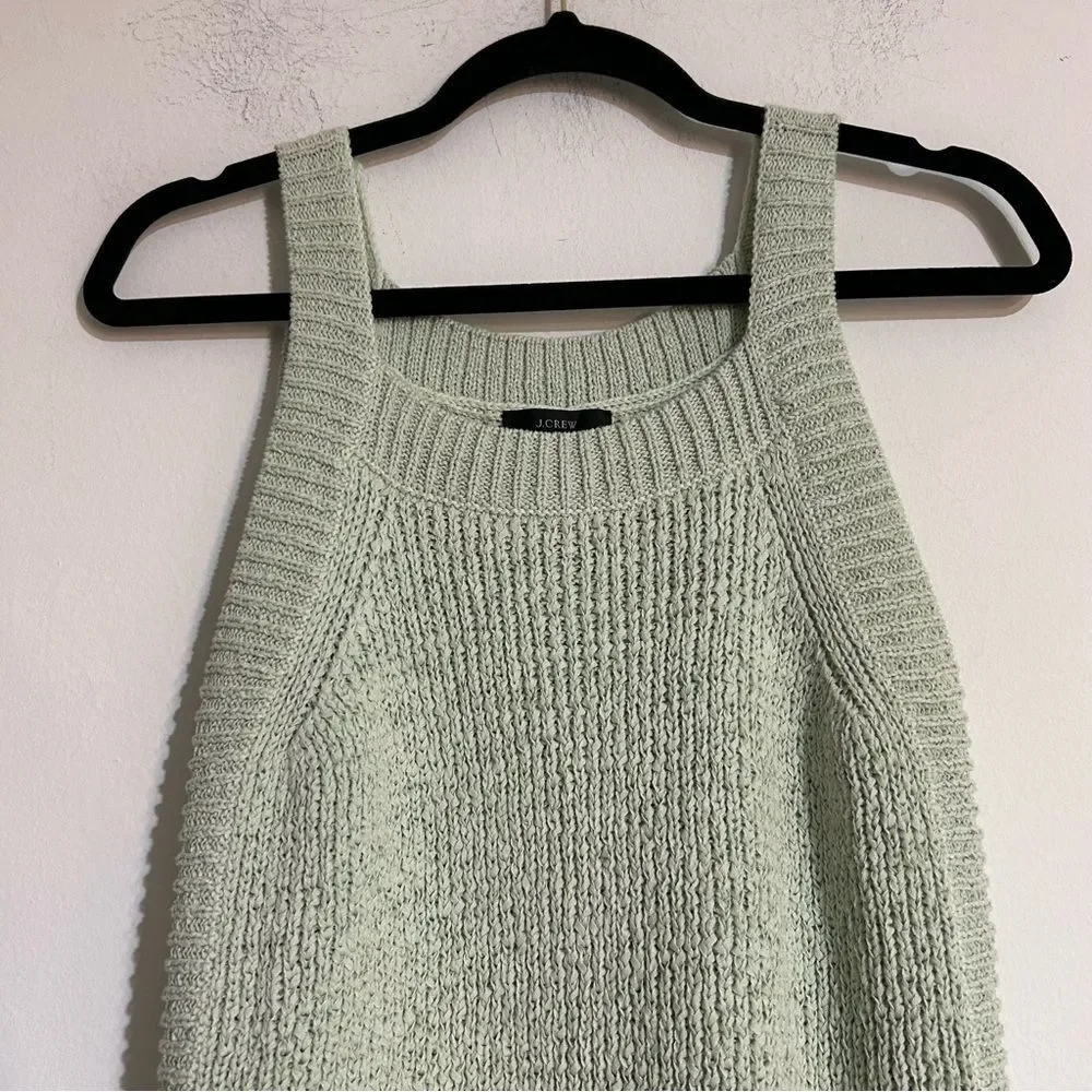 J. Crew Ribbed Sweater Tank Top Square Neck Mint Green Small